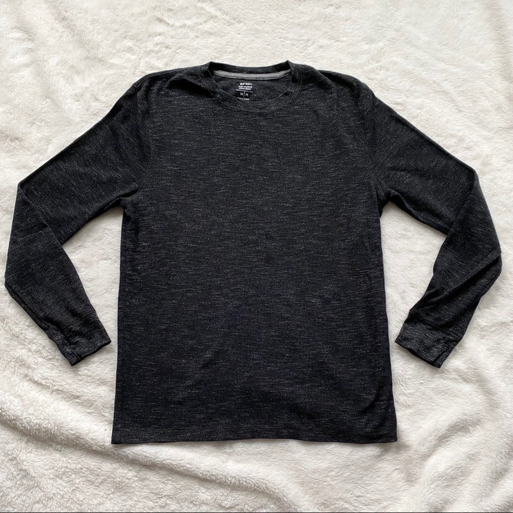 Old Navy Men’s Long Sleeve Waffle Shirt Black Size Medium